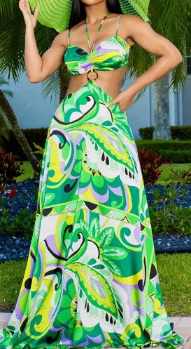 Moda Tropical Green Goddess Dress