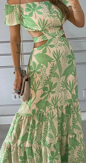 Tropical Paper Doll Maxi Dress