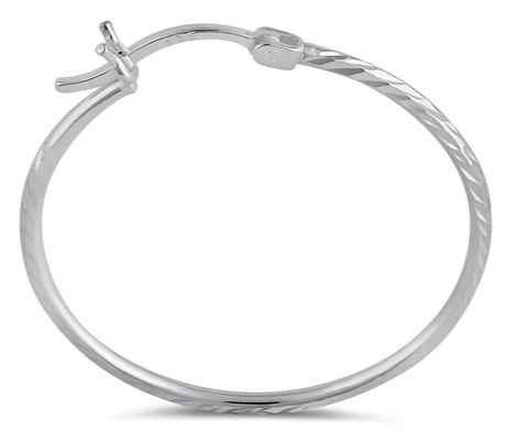 Sterling Silver Textured Hoops 30mm